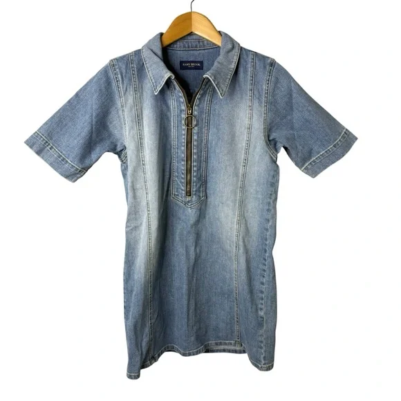 Ramy Brook Tunechi Denim Mini Shift Dress Size 24 Light Wash - Picture 2 of 7